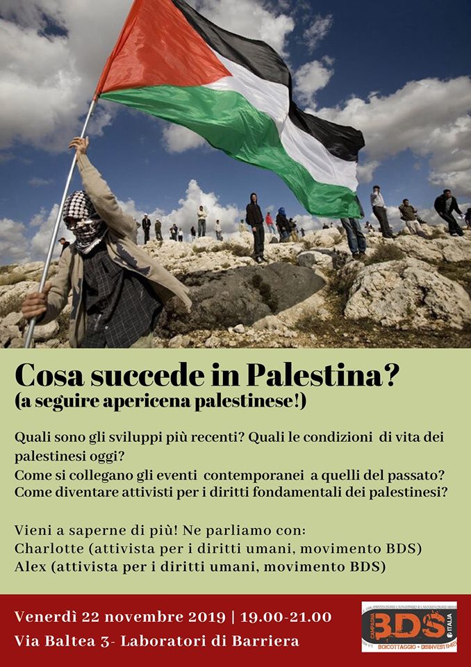 Cosa succede in Palestina? + Apericena palestinese