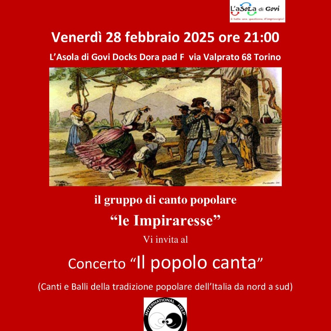 Concerto di musiche popolari Il Popolo Canta - per progetto di beneficenza