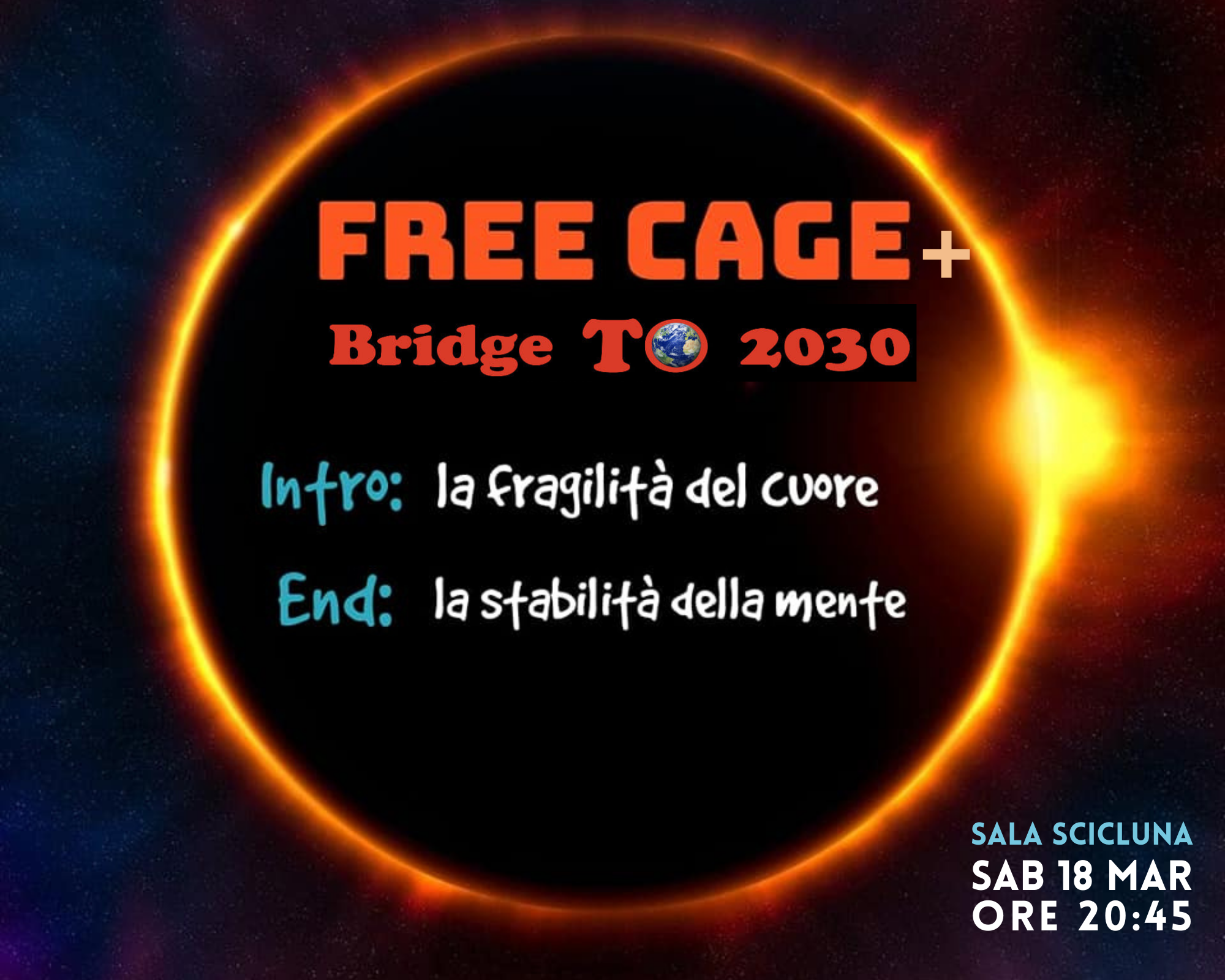 Spettacolo e mostra fotografica: FREE CAGE + BRIDGE TO 2030