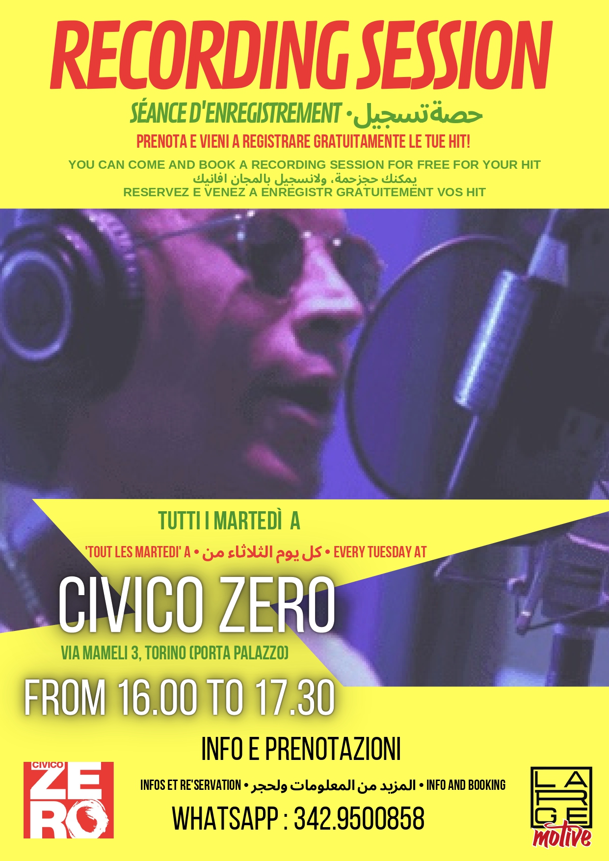 Studio di registrazione gratuito per ragazz* a CivicoZero