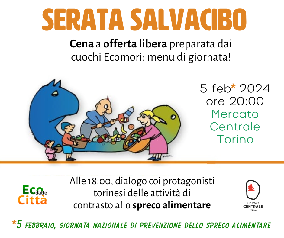 Serata Salvacibo: dibattito sullo spreco alimentare e cena