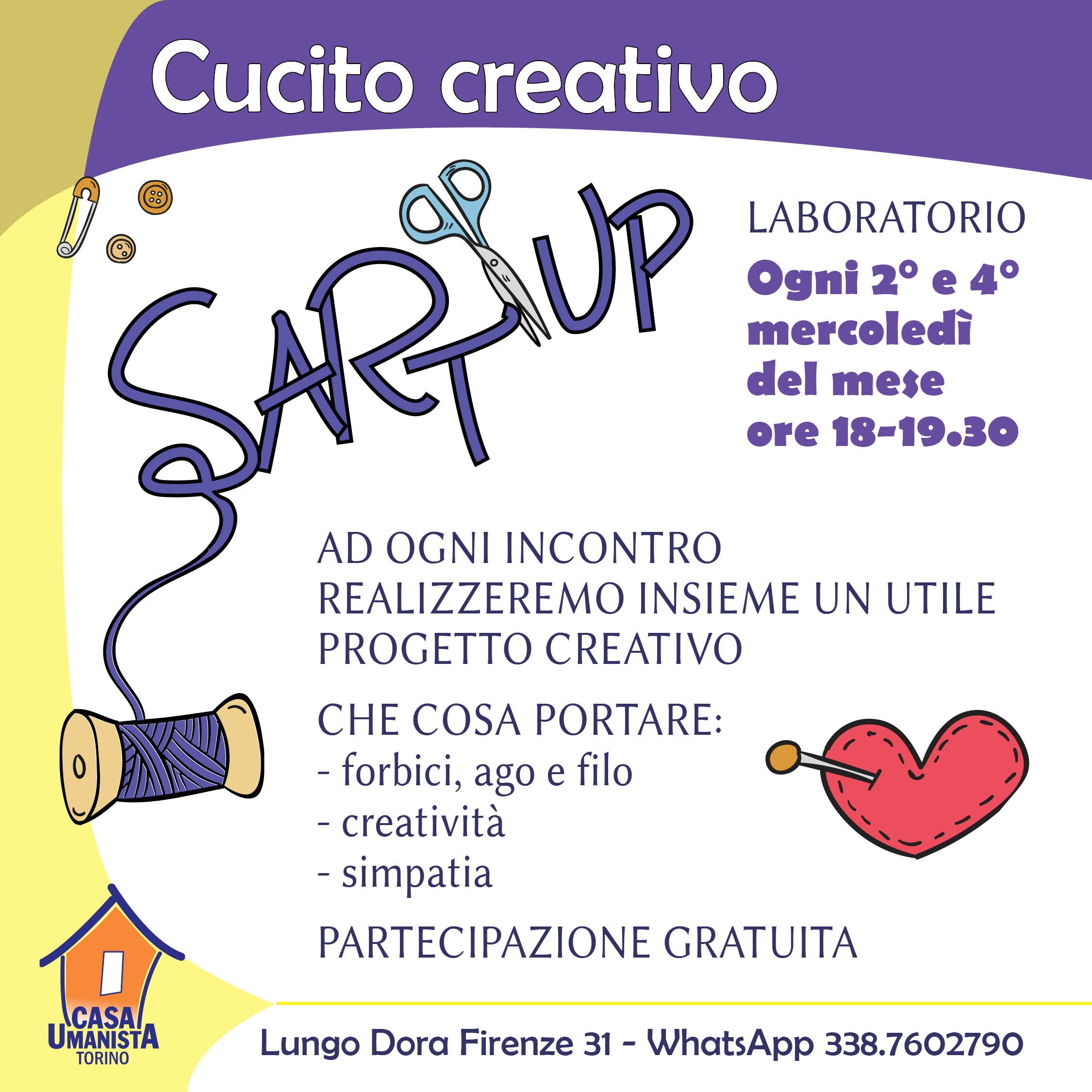 sartup LABORATORIO cucino creativo casa Umanista