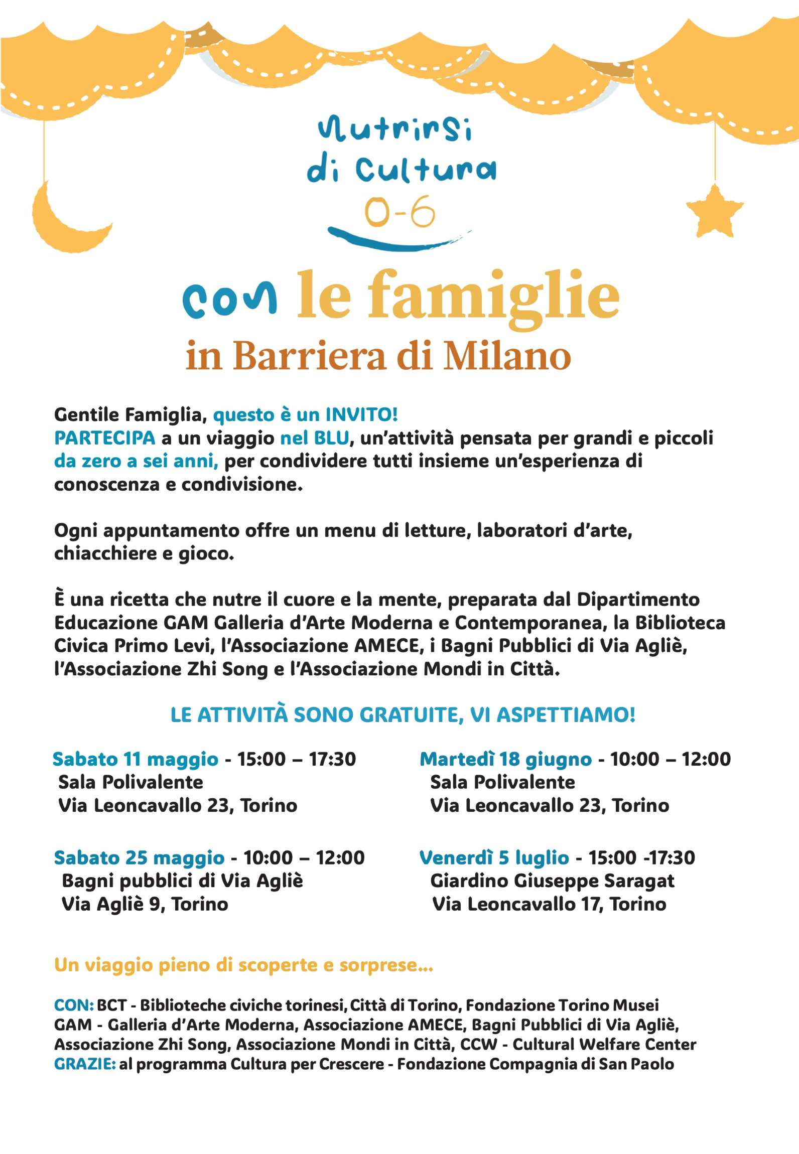 SOTTO IL BLU, Nutrirsi di Cultura, con le famiglie e i bambini da 0 a 6 anni
