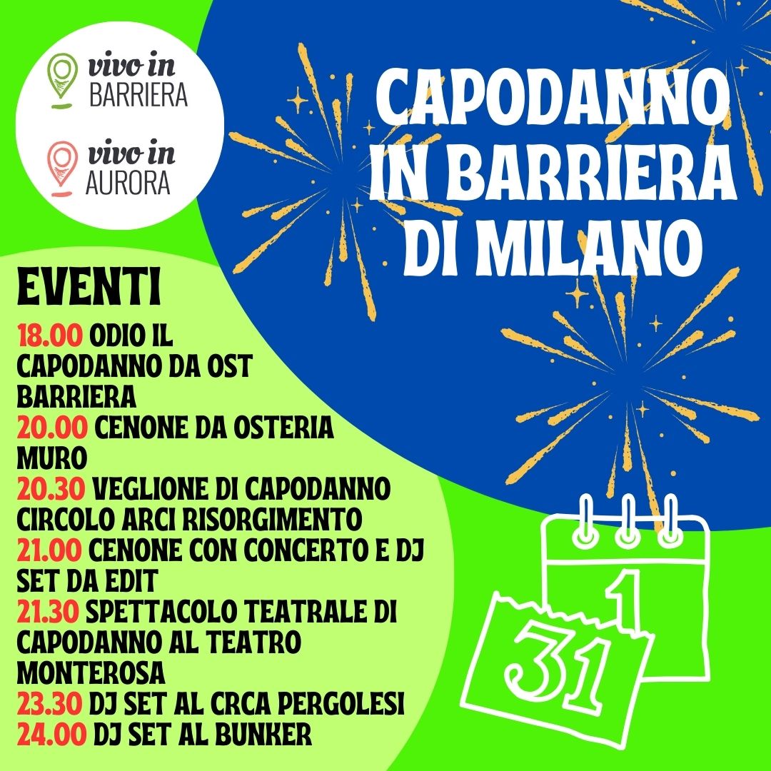 Tutti gli eventi per capodanno 2025 nel quartiere torinese di Barriera di Milano