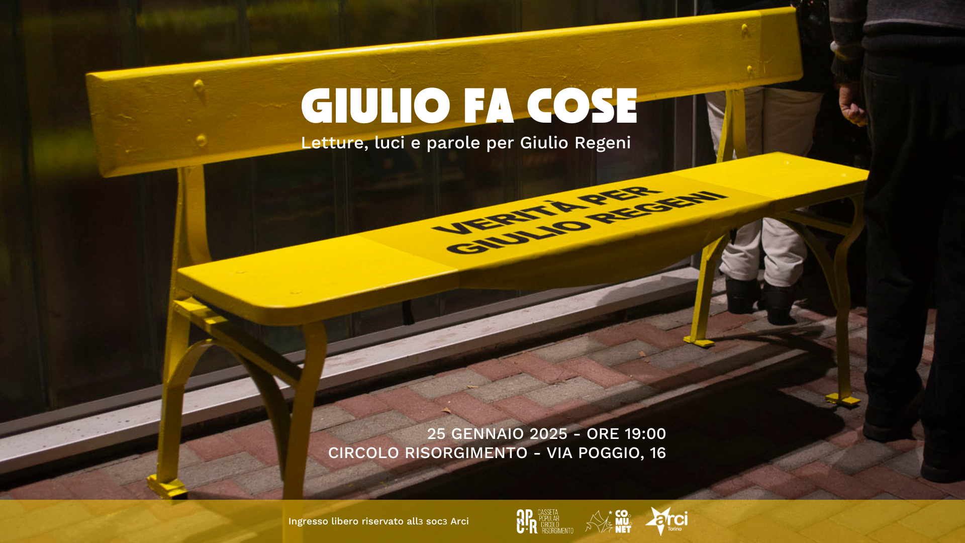 Giulio fa cose: letture, luci e parole per Giulio Regeni