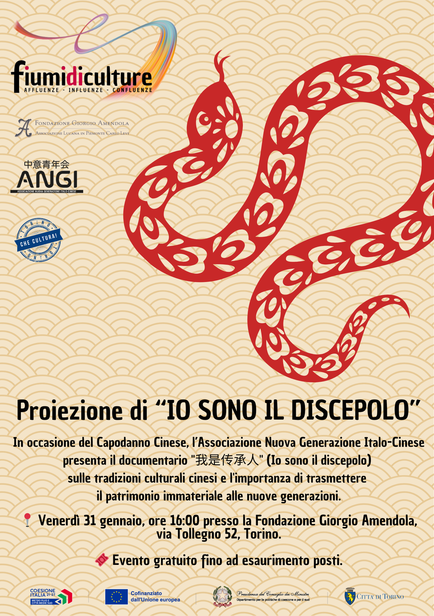 Capodanno cinese 2025: proiezione del documentario "Io sono il discepolo"