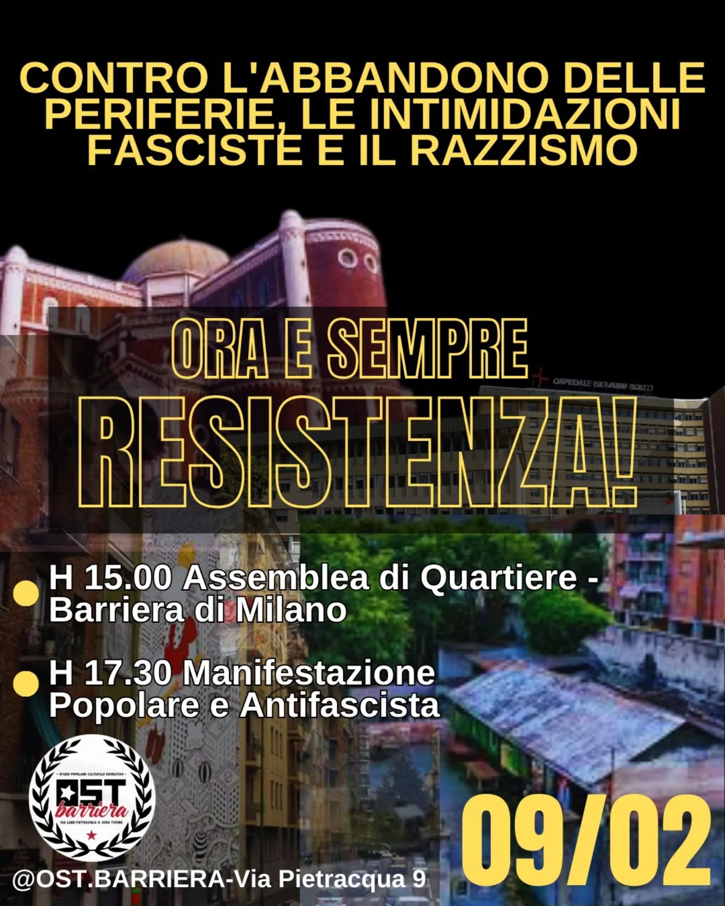 Assemblea e manifestazione antifascista in Barriera di Milano - Ost Barriera