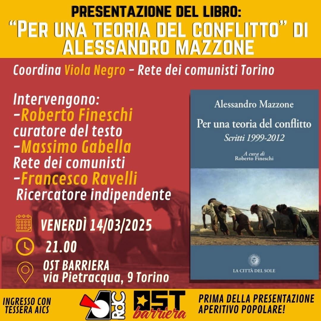 Presentazione del libro: “Per una teoria del conflitto” di Alessandro Mazzone