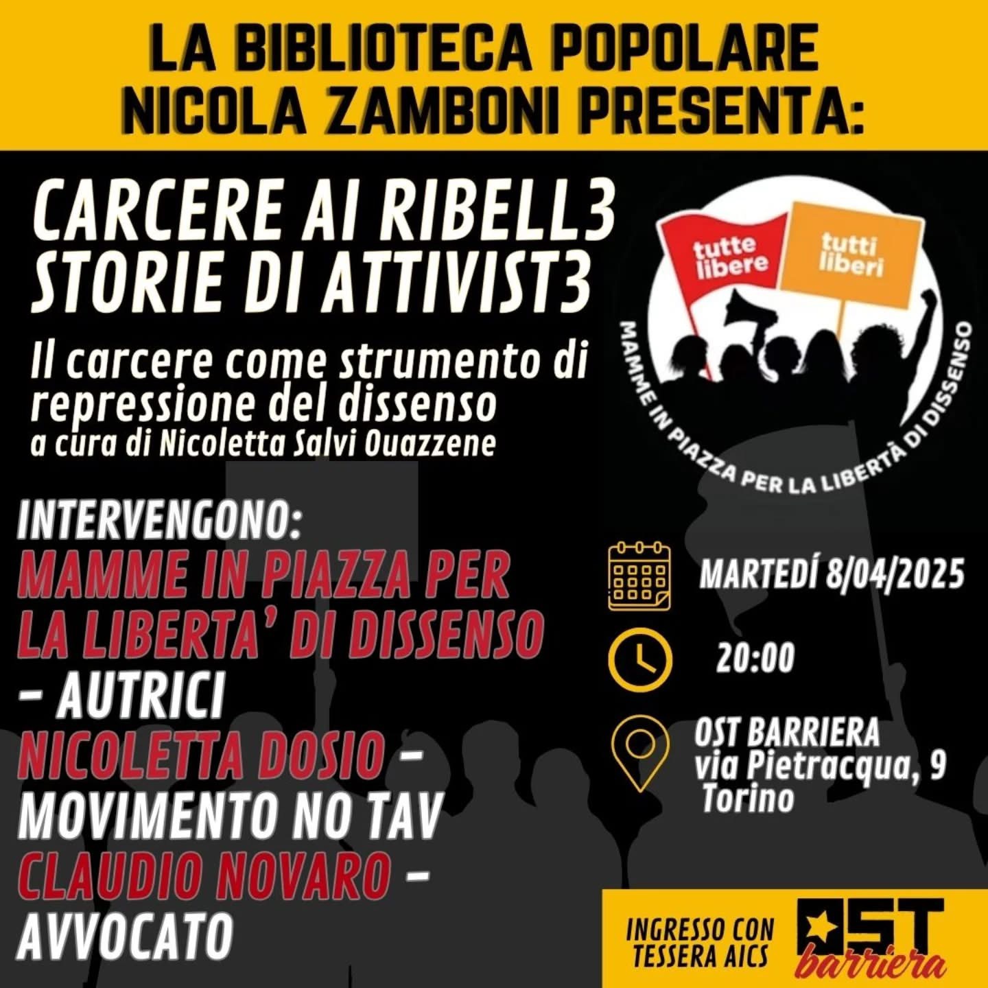 Presentazione libro CARCERE AI RIBELL3 STORIE DI ATTIVIST3
