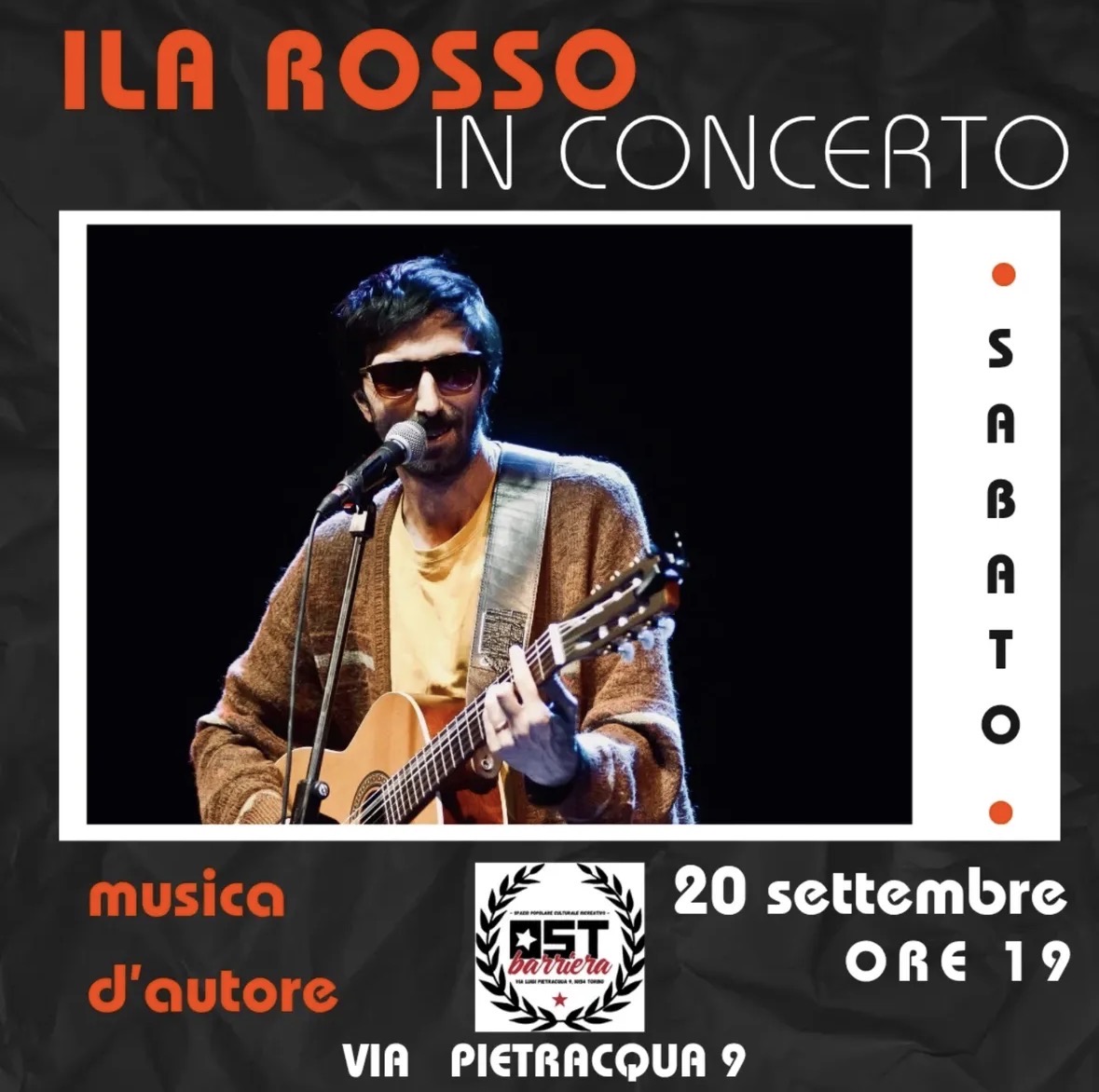 MUSICA D'AUTORE A OST BARRIERA  CON ILA ROSSO